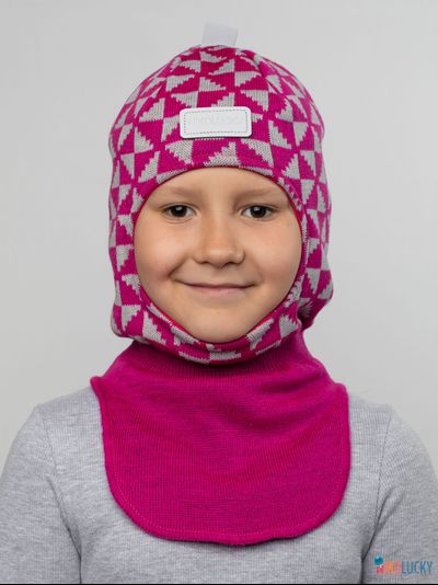 Шапка-шлем "Бантики" 20201-07, цвет малиновый, серый, р. 50-52