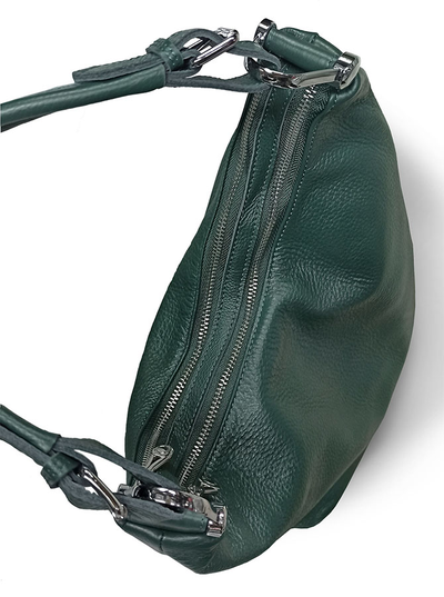 (АРТИКУЛ: 9812/1/82) СУМКА МЕШОК ЖЕНСКАЯ, СРЕДНЕГО РАЗМЕРА, НАТУРАЛЬНАЯ КОЖА, ТЕМНО-ЗЕЛЕНАЯ, ДВА ОТДЕЛЕНИЯ, РУЧКА И РЕМЕНЬ ЧЕРЕЗ ПЛЕЧО