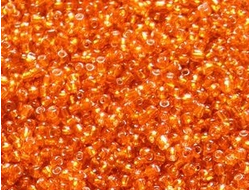 Бисер Китайский №12-29 оранжевый непрозрачный с внутренним посеребрением, 50 грамм