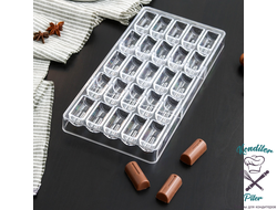 Форма для шоколада и конфет KONFINETTA «Батончик», 28×14×2,5 см, 25 ячеек, ячейка 1,8×3,9×1,5 см