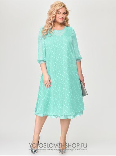 Модель : А3814-7. Нарядное шифоновое платье нежно-зеленого цвета.