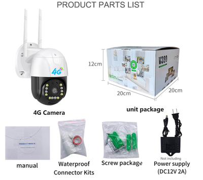 Беспроводная 4G камера наружного наблюдения V380, 1080P, 3MP