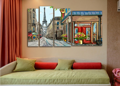 Модульная картина "Улочки Парижа"