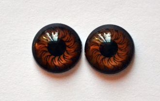 Глаза хрустальные клеевые пластиковые,, 12 мм, темно-коричневые, арт. ГХ22