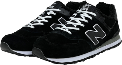 New Balance 574 Black White с мехом