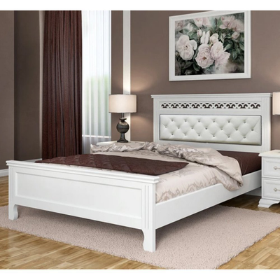 Кровать "Грация" античный белый из массива (Браво) в Липецке