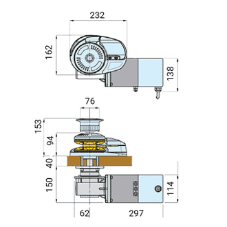 Лебедка якорная электрическая PROJECT X2, 1000W с барабаном, 12V, цепь 8мм, для судов длиной 7-15 метров