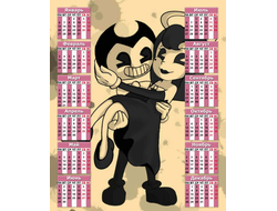 Календарь настенный Бенди и чернильная машина №28