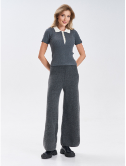 Футболка поло вязаная с коротким рукавом