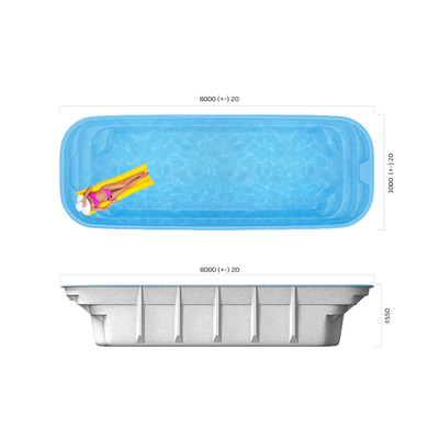 Композитный бассейн 8 х 3 х 1,55 "Тулон" Franmer