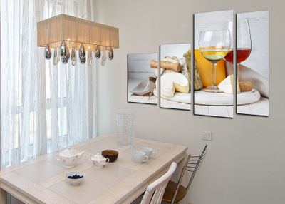 Модульная картина "Сыр с вином"