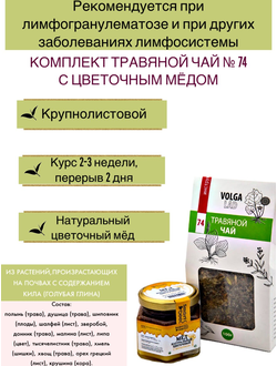 Травяной чай Волгаладь № 74 с медом цветочным, лечебный комплект, 70/140 г