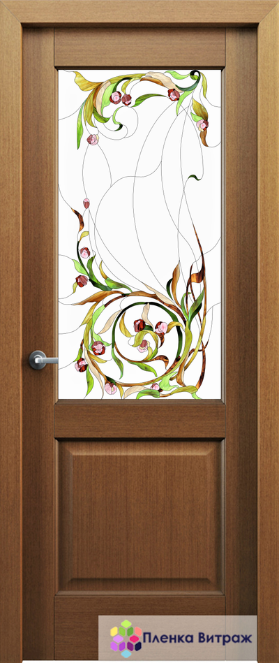 Витражная пленка, витражная пленка самоклеющаяся под заказ,пленочный витраж с цветочным рисунком