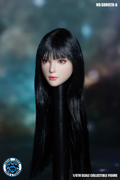 Женская голова (скульпт) с длинными черными волосами - 1/6 scale Female Headsculpt (SDH028A) - SUPER DUCK