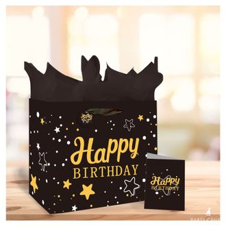 Пакет подарочный с тишью + открытка 33*12*26 см