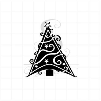 графичная треугольная новогодняя елка , штамп для скрапбукинга
