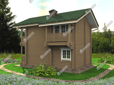 Дом из оцилиндрованного бревна "Снегири для гостей", площадью 81 м2