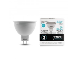 Gauss Elementary MR16 GU5.3 220V 3.5W(300lm) 4100K 4K 50x45 матовая пластик/алюм.13524