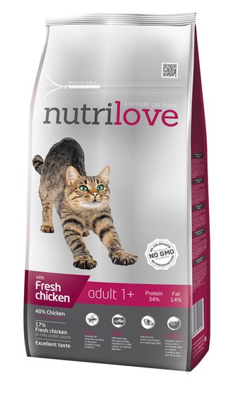 Сухой корм для кошек Nutrilove adult со свежей курицей  8 кг