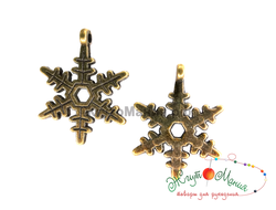 ПОДВЕСКА В ТИБЕТСКОМ СТИЛЕ "СНЕЖИНКА" - 23*18мм - АНТИЧНАЯ БРОНЗА