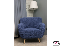 Чехол на кресло Микрофибра Синий Индиго. Защита мягкой мебели от животных.