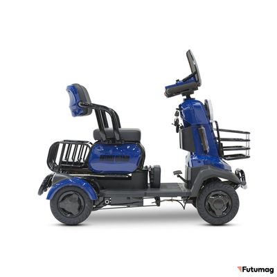 Электроскутер четырехколесный Rutrike Квадро синий
