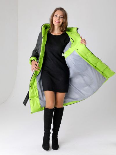 Пальто 23430 графит/лайм ЗИМА