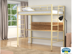 Кровать-чердак Амстердам Слоновая кость стол дуб крафт табак