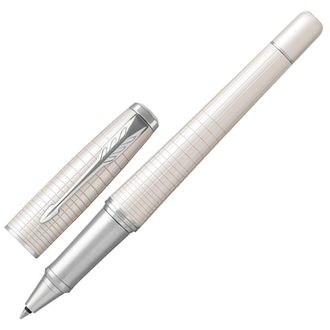Ручка-роллер подарочная PARKER "Urban Premium Pearl Metal CT", жемчужный-белый лак, хромированные детали, черная, 1931610
