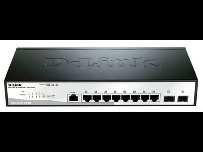 D-Link DGS-1210-10MP/F1A Настраиваемый коммутатор WebSmart с 8 портами 10/100/1000Base-T и 2 портами 1000Base-X SFP (8 портов с поддержкой PoE 802.3af