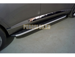 Пороги алюминиевые с пластиковой накладкой 1920 мм ТСС для Genesis GV80 4WD 3D 2020-