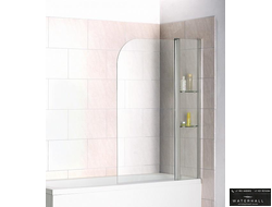 Шторка для ванны SCREEN HS-100-C-CH 1000*1400 (1ств.распашная+неподвижная часть с полочками,стекло 6 мм)