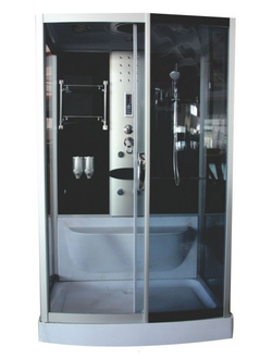 Душевая кабина Водный Мир ВМ-132 R/L,  Низкий поддон задние стекла черные, передние стекла тонированные, 125x90x215 см.