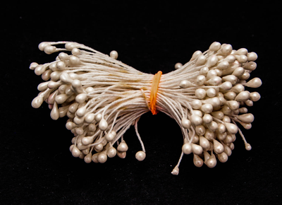 Тычинки капельки около 340 нитей , двусторонние , белый