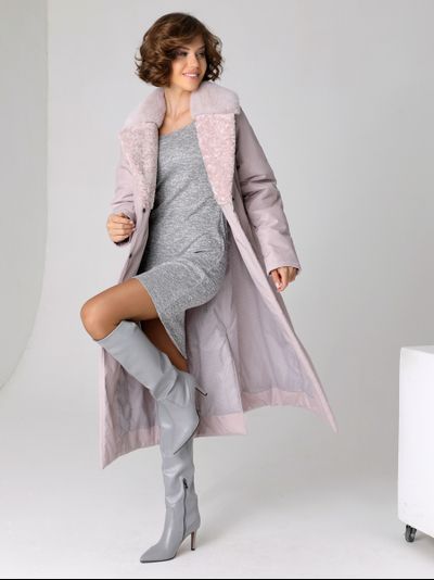 Пальто 23303 серо-розовый