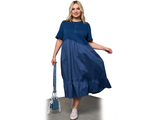 Стильное комбинированное платье  &quot;ПОНФИЛЬ&quot; арт. 424035 (цвет синий) Размеры 50-66