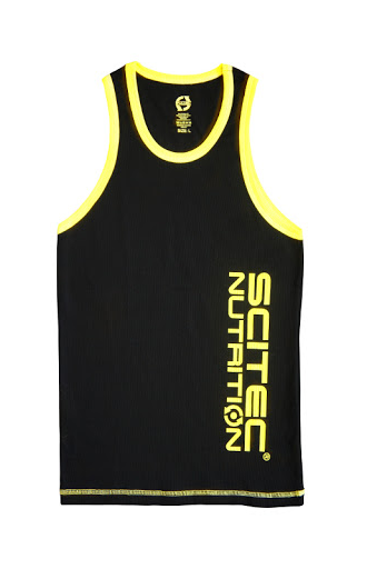 Майка мужская V-Tank   с желтой отделкой  цв.чёрный