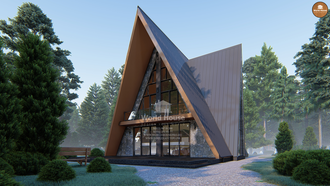 Дом - шалаш треугольной формы. A frame house. Проект №153