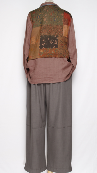 Рубашка Бохо "КРАПИВА КОМБИНИРОВАННАЯ" чайная роза\синяя, чайная роза\терракот до  р.52