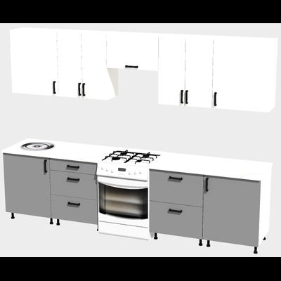 Кухня Эконом 2,4 метра (1200х1200) Цвет: Белый/Базальт