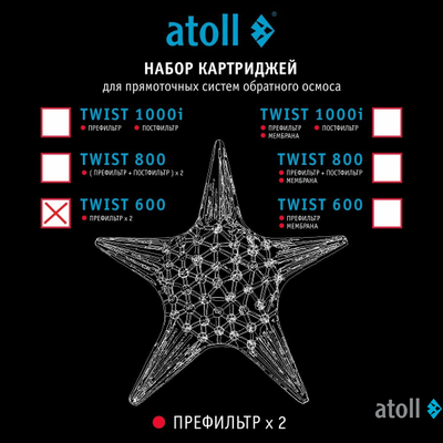 Набор картриджей для atoll TWIST 600 (префильтр; мембрана)
