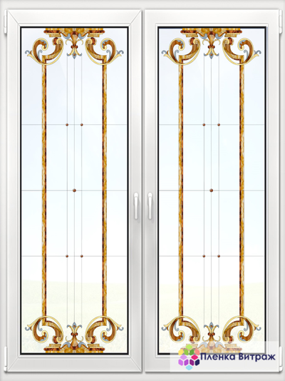 Витражная пленка, витражная пленка самоклеющаяся, пленочный витраж с классическим рисунком матовая