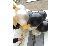 10 Шаров Золотые Черные Серебро