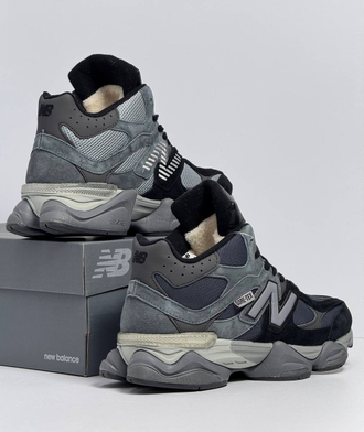 New Balance 9060 Black Grey с мехом