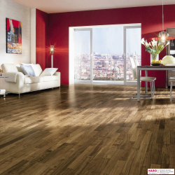 Инженерная доска Haro Allegro Американский Орех Эксквизит 537910 в интерьере гостиной