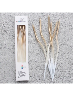 Свечи для торта волна 16,5 см (6 шт) золотой градиент