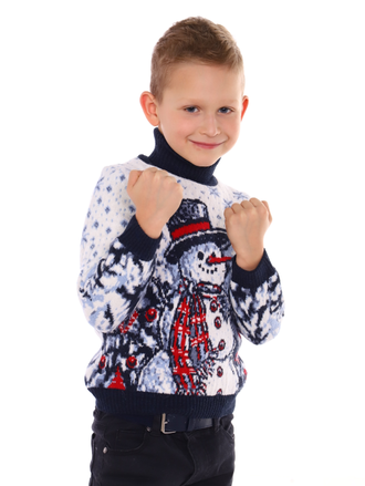 Свитер детский с горлом снеговик