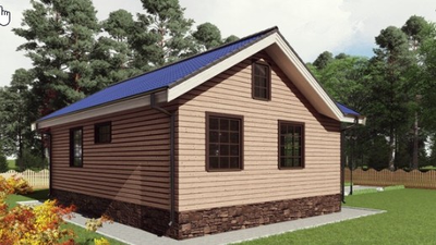 Одноэтажный каркасный дом с двумя спальнями 62м² (SK19)