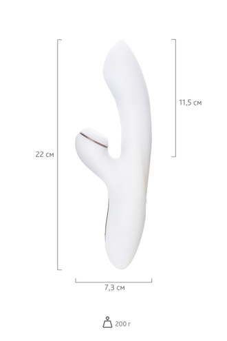 J2018-17 ВИБРАТОР SATISFYER PRO G-SPOT RABBIT, С ВАКУУМ-ВОЛНОВЫМ СТИМУЛЯТОРОМ, СИЛИКОН, БЕЛЫЙ, 22 СМ.