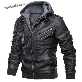 Мото куртка KH Ghost Rider (мотокуртка), черная, с капюшоном